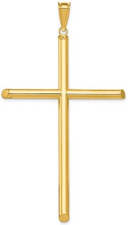 Diamond2Deal 14k Yellow Gold Polished Tube Cross Pendant