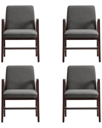 Manhattan Comfort Set Of 4 Stella Velvet Dining Armchairs With Beech Wood Legs