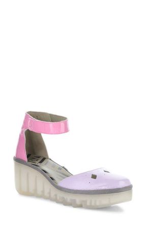 FLY London Boij Ankle Strap Platform Wedge Pump in Lilac/Pink at Nordstrom, Size 10-10.5Us