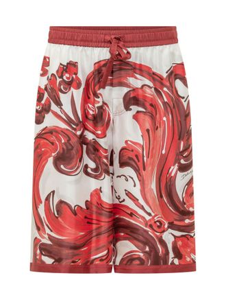 Dolce & Gabbana Red Abstract Shorts