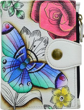 Anuschka Womens Hand Painted Leather Ladies Wallet Bi-Fold, Floral Paradise, One Size