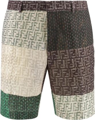 Fendi Korte Broeken, Heren, Veelkleurig, S, Linnen, Linnen Bermuda Shorts