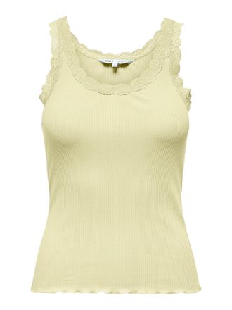 Only Tanktop ONLY ONLSARA - Tanktop mit Spitzendetail am Ausschnitt, Damen, Gr. XL, beige (double cream), Jersey, Obermaterial: 94% Baumwolle, 6% Elasthan,