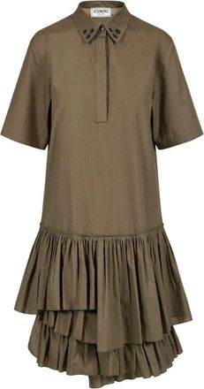 Iceberg New Shape Jurk met Korte Mouwen - Dames - Shirt Kleedjes - Groen - S - Katoen - Kleedjes