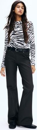 H&M Flared Low Jeans in Black at Nordstrom, Size 12