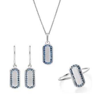 Orphelia Malaga WoMens 925 Sterling Silver Set: Necklace + Earrings + Ring - SET-7573 - Size O 1/2