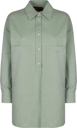 Gucci Katoenen Overshirt Twee Voorzakken - Dames - Overhemden - Groen - XS - Katoen - Overhemden
