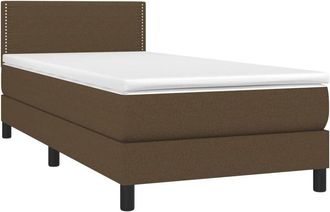 vidaXL Cama Box Spring Con Colch&oacute;n Tela Marr&oacute;n Oscuro 100x200 Cm Vidaxl