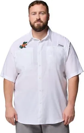 Columbia Mens Columbia White Florida Gators Big & Tall Tamiami Omni-Shade Button-Down Shirt at Nordstrom, Size 4X-Large