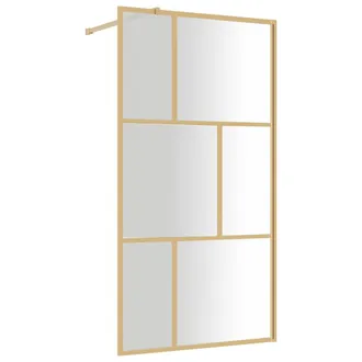 vidaXL Mampara Puerta Ducha Vidrio Transparente Esg Dorado 115x195 Cm Vidaxl