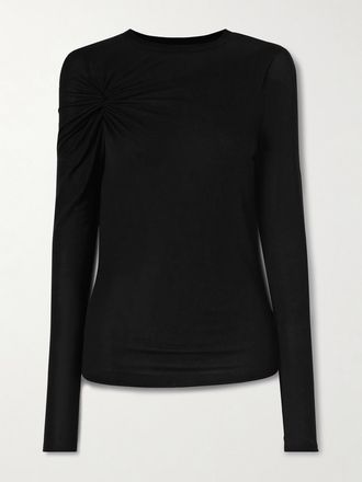 A Gold E Top In Jersey Con Arricciatura Lissa - Nero