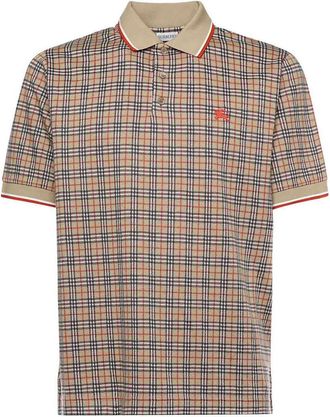 Burberry Cotton Blend Check Polo Shirt