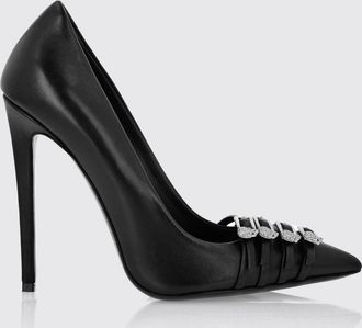 Philipp Plein D&eacute;collet&eacute; in nappa con tacco a stiletto, fibbia e applicazione Skull