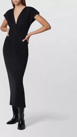Isabel Marant cotton draped v-neck short-sleeve midi dress