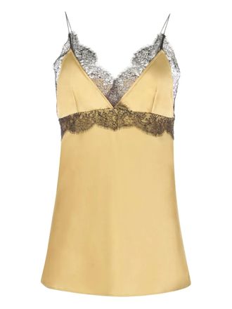 Nina Ricci lace V-neck silk top - Gold