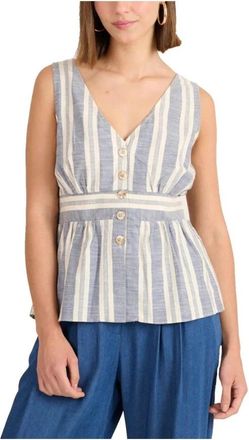 Nafnaf Bohemian Chic Geborduurde Shirt - Dames - Tops zonder mouwen - Blauw - XS - Denim - Tops