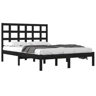 Berkfield Home Beautiful Bed Frame Black Solid Wood 200x200 cm