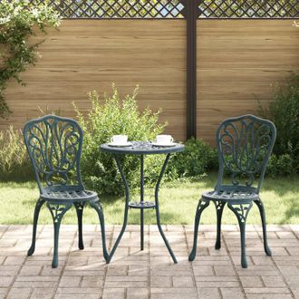 Berkfield Home 3-Piece Garden Bistro Set in Green Cast Aluminum