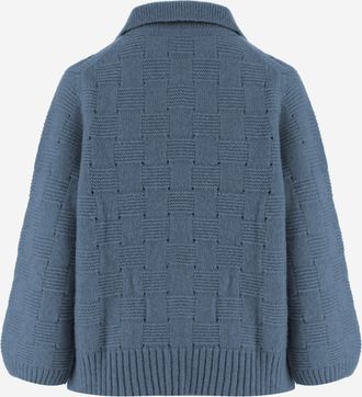 Allude Womens Cardigan Cashmere And Silk Light Blue Sweater