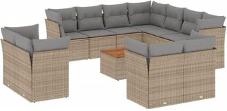 vidaXL Set De Sof&aacute;s De Jard&iacute;n 12 Pzas Y Cojines Rat&aacute;n Sint&eacute;tico Marr&oacute;n Vidaxl