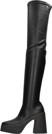 Stella McCartney Over-the-Knee Laarzen van Kunstleer - Dames - Over de knie laarzen - Zwart - 37 EU - Leer - Schoenen