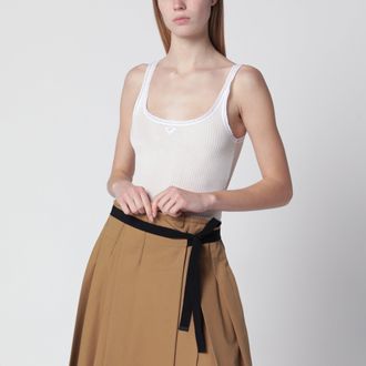 Prada White ribbed cotton top
