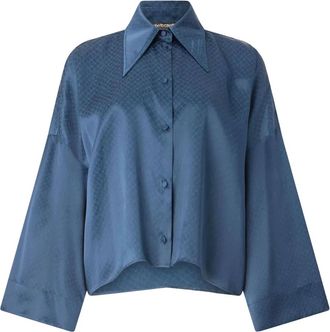 Roberto Cavalli Camicia con stampa effetto pelle di serpente - Blu