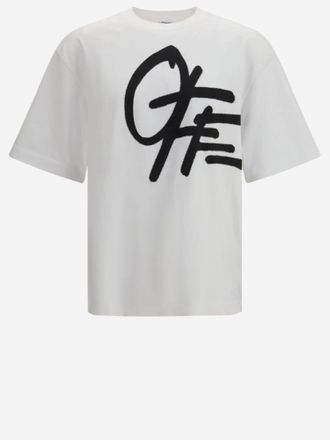 Off-white T-Shirt aus cremefarbener Baumwolle mit Logo