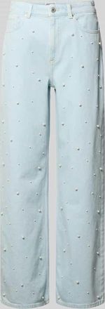 Jake*s Casual Wide Leg Jeans mit Perlen in Hellblau Melange, Gr&ouml;&szlig;e 40