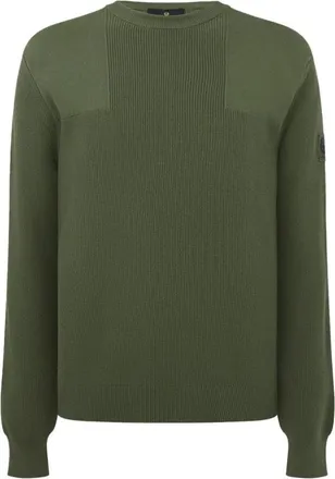 Belstaff Military-inspired Crewneck Jumper in Olive
