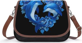 Generic Blue Dolphins Crossbody Bags for Women Shoulder Messenger Bag Purse Handbags