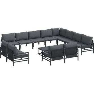 vidaXL Conjunto De Sof&aacute; De Jard&iacute;n 13 Pcs Antracita Acero Vidaxl