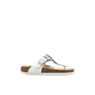 Birkenstock Gizeh Bloemversiering - Dames - Slippers - Wit - 37 EU - Leer - Schoenen