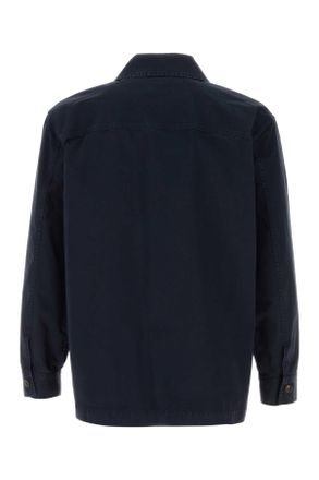 Saint Laurent Mens Dark Blue Cotton Shirt Frenchnavy Exterior: Camicie