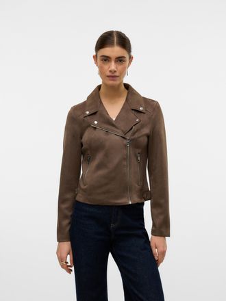 Vero Moda VMJOSE SHORT FAUX SUEDE JACKET GA NOOS mit asymetrischem Reissverschluss