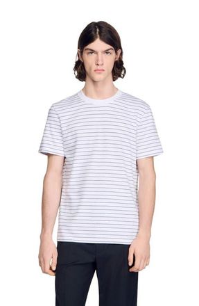 Sandro Striped T-shirt in White /Black at Nordstrom, Size Xx-Large