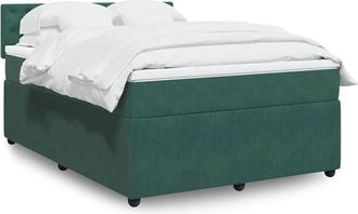 vidaXL Vidaxl - Cama Box Spring Con Colch&oacute;n Terciopelo Verde Oscuro 160x200 Cm