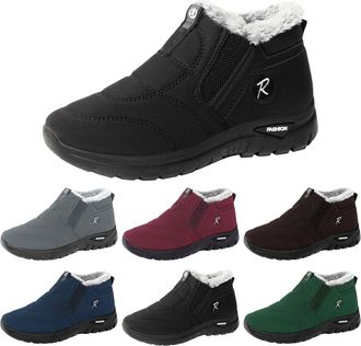 Generic Winter Snow Boots for Women Fur Lined Warm Slip On Ankle Booties Outdoor Fashion Comfortable Wide Fit Non Slip Walking Boots Lightweight Thermal Short