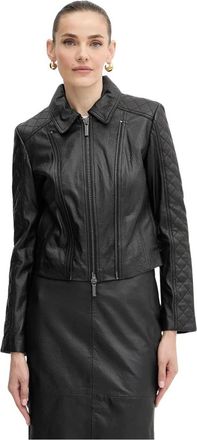 A|X Armani Exchange Leren jas met gewatteerde mouwen - Dames - Leren en Su&egrave;de Jassen - Zwart - S - Leer - Jassen
