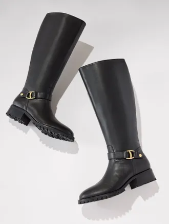 Talbots Waverly Vachetta Tall Riding Boots - Extended Calf - Black - 10 1/2 M Talbots