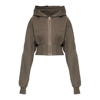 Rick Owens Zip-throughs, female, Brown, Size: XS Cropped Hoodie