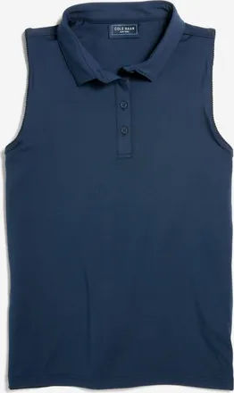 Cole Haan Womens Spin Sleeveless Shirt - Blue Size Medium
