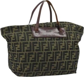Fendi Pre-owned Tote Bags, female, Brown, Size: ONE SIZE Pre-owned Vintage Zucca Canvas Hand Bag