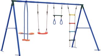 vidaXL Juego De Columpios Exterior Multicolor Acero Y Pe Vidaxl