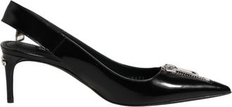 Dolce & Gabbana Black Zipper Leather Heels Slingbacks Womens Shoes