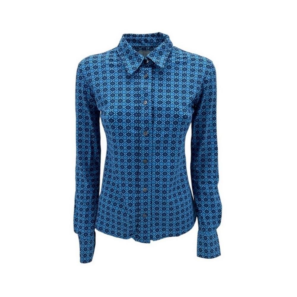 Caliban Femme, Blouses et Chemises, Bleu, Taille: 42 FR Majolica