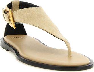 Balmain Womens Beige Calfskin Flat Sandals