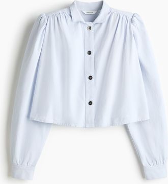 H&M Twillbluse mit Schulterpolstern - Blue