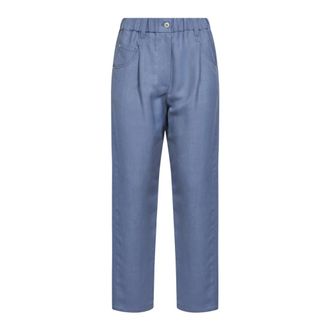 Brunello Cucinelli Brunello Cucinelli, Straight Trousers, female, Blue, Size: XS Baggy Trousers