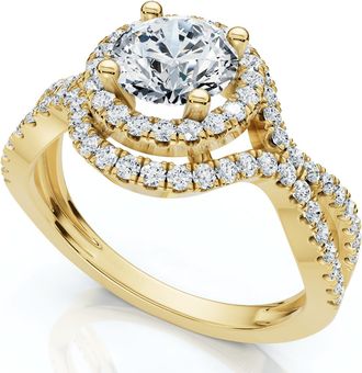 Pompeii3 1 1/10Ct Lina Diamond Halo Engagement Ring 14k Gold or Platinum Lab Grown